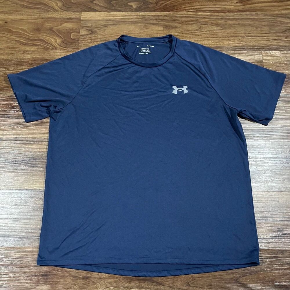 Under Armour The Tech Tee Short Sleeve Let Shirt Tech Blue Crew Neck Men's XL